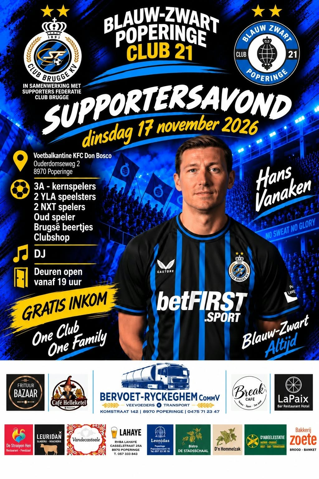 Supportersavond Blauw zwart Poperinge